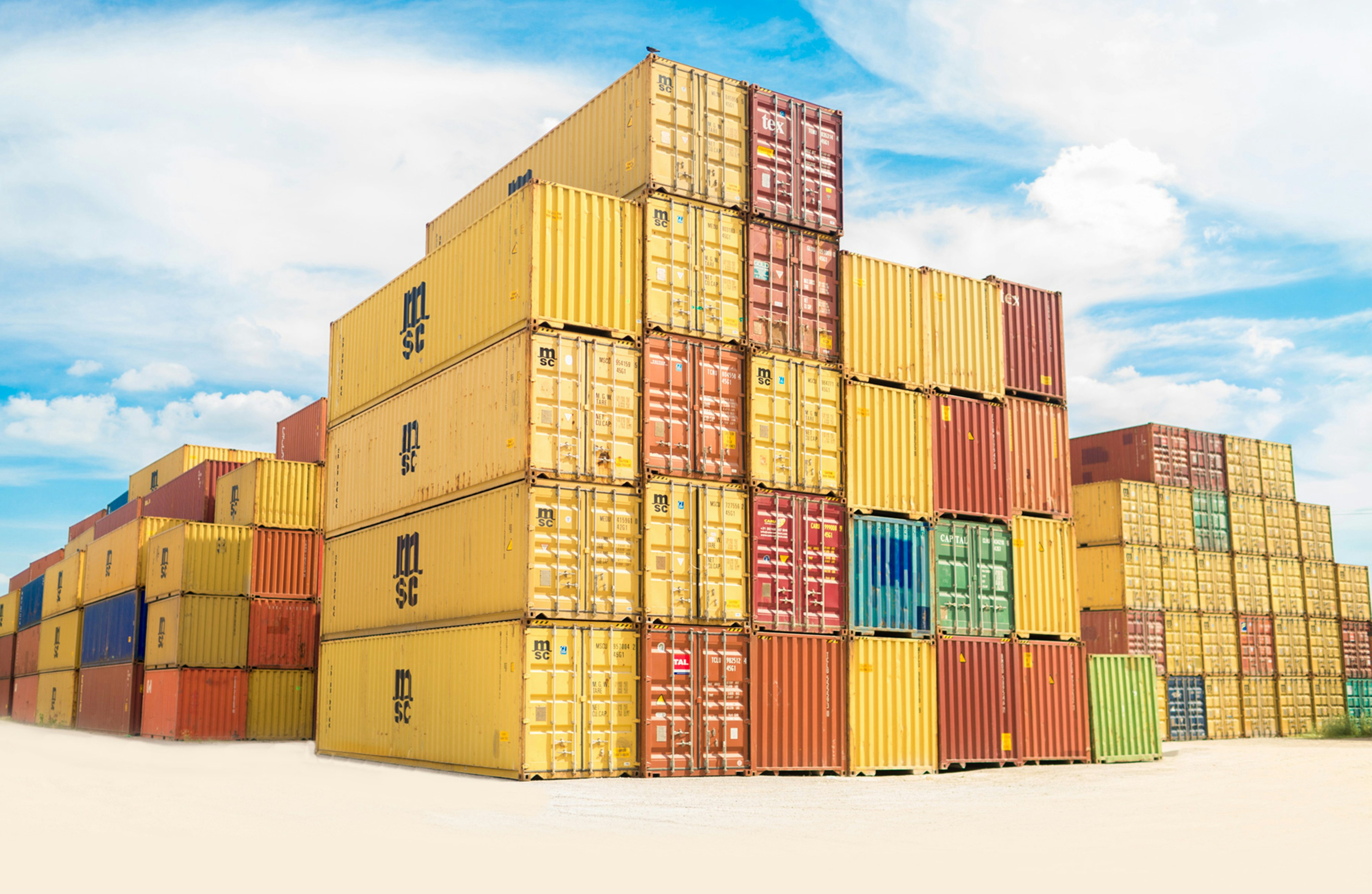 Shipping containers at a freight port